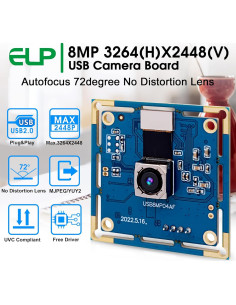 Cámara USB ELP 8MP Autofocus 4K para PC y Raspberry Pi 2