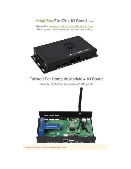 Caja de Metal Waveshare CM4-IO-BOARD-CASE-A con Ventilador