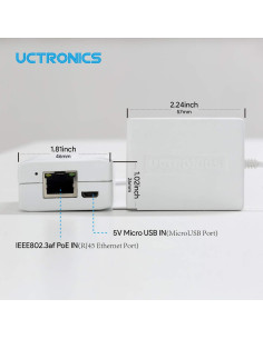 Adaptador UCTRONICS Micro USB PoE Ethernet para Raspberry Pi 2