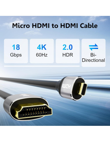 Cable Micro HDMI a HDMI 6 Metros Conable 4K 60Hz