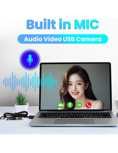 Cámara USB ELP 8MP con Micrófono y Lente Gran Angular