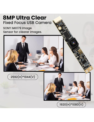 Cámara USB ELP 8MP con Micrófono y Lente Gran Angular