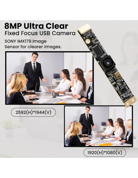 Cámara USB ELP 8MP con Micrófono y Lente Gran Angular