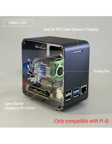 Caja Mini Torre Aluminio ElectroCookie para Raspberry Pi 4B