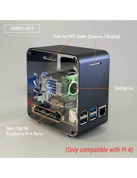 Caja Mini Torre Aluminio ElectroCookie para Raspberry Pi 4B