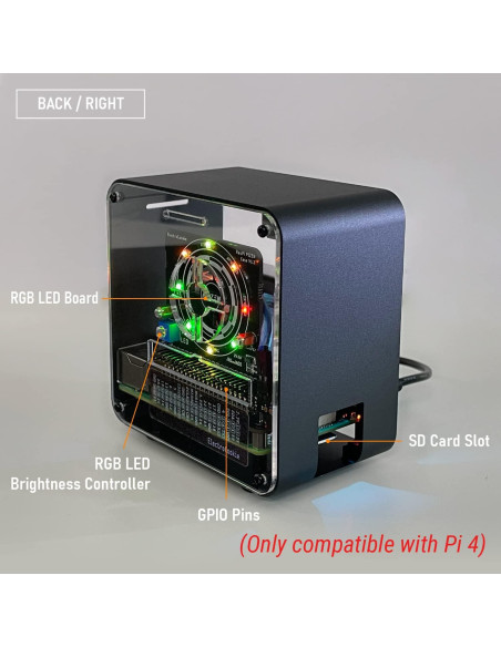 Caja Mini Torre Aluminio ElectroCookie para Raspberry Pi 4B