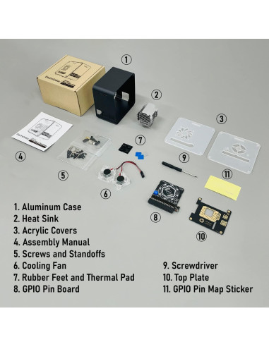 Caja Mini Torre Aluminio ElectroCookie para Raspberry Pi 4B