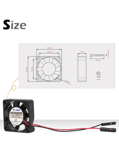 Ventilador de Refrigeración iUniker 30x30x7mm para Raspberry Pi - Paquete de 2