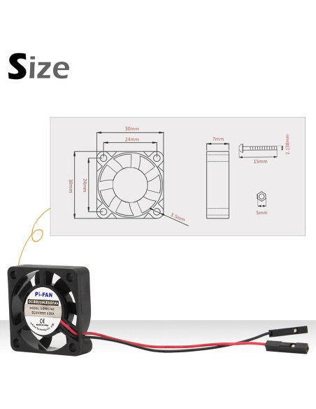 Ventilador de Refrigeración iUniker 30x30x7mm para Raspberry Pi - Paquete de 2