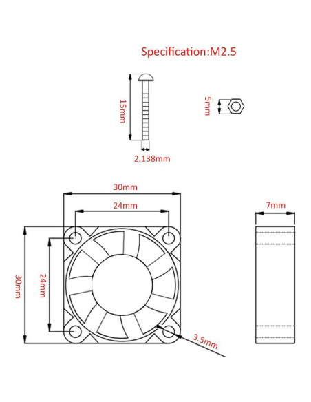 Ventilador de Refrigeración iUniker 30x30x7mm para Raspberry Pi - Paquete de 2