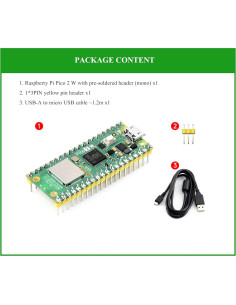 Placa Microcontrolador Raspberry Pi Pico 2 W con WiFi y Bluetooth 2