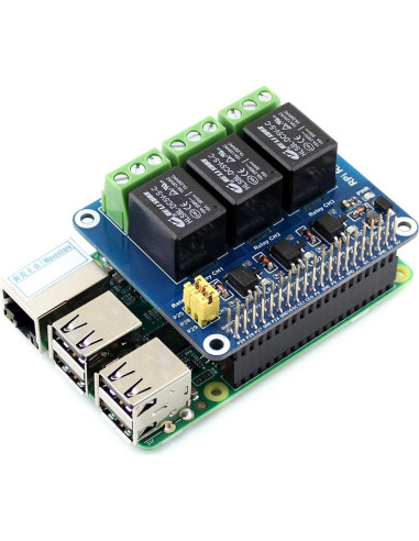 Placa de Relé RPi Waveshare 3 Canales 5A 250V CA