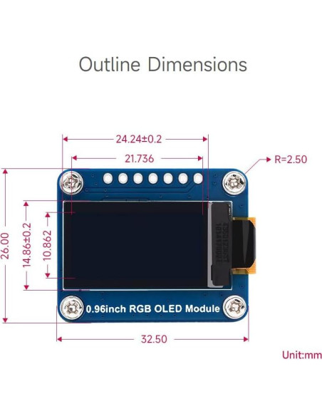 Módulo Pantalla OLED RGB 0.96" Waveshare 64x128 SPI
