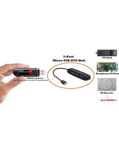 Adaptador Hub OTG Micro USB AuviPal 3 Puertos USB + Alimentación