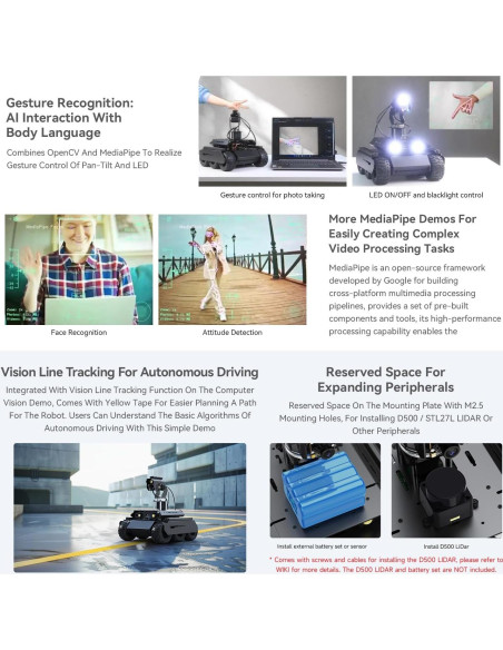 Robot Rover AI Waveshare 6 Ruedas 4WD para Raspberry Pi 5