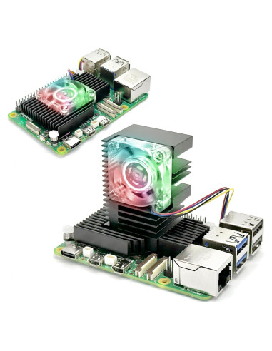 Enfriador Doble Modo ElectroCookie para Raspberry Pi 5 con LED RGB