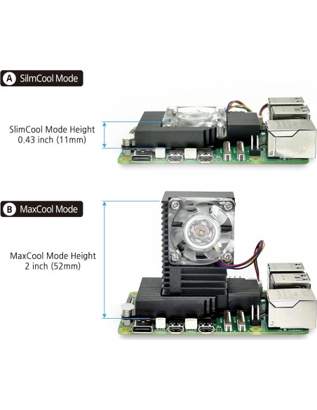 Enfriador Doble Modo ElectroCookie para Raspberry Pi 5 con LED RGB