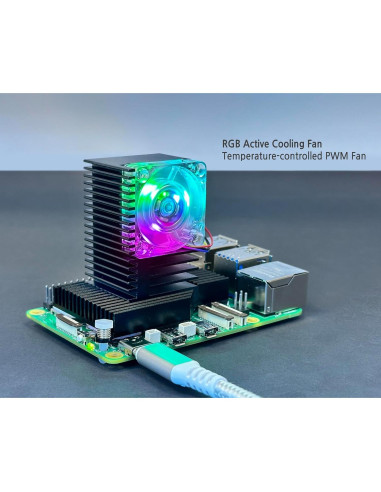 Enfriador Doble Modo ElectroCookie para Raspberry Pi 5 con LED RGB