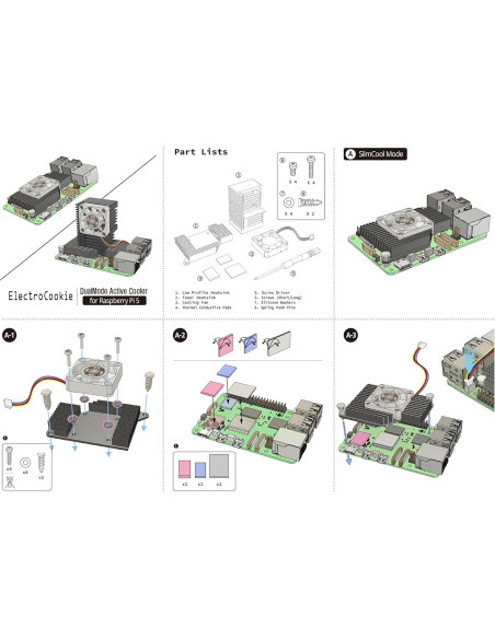 Enfriador Doble Modo ElectroCookie para Raspberry Pi 5 con LED RGB