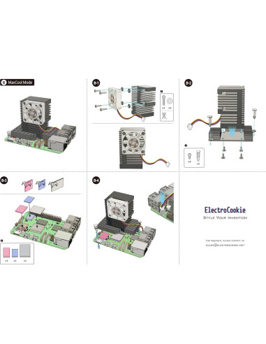 Enfriador Doble Modo ElectroCookie para Raspberry Pi 5 con LED RGB