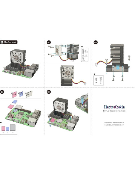 Enfriador Doble Modo ElectroCookie para Raspberry Pi 5 con LED RGB