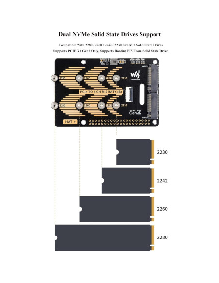 Adaptador PCIe a M.2 NVMe Wonrabai para Raspberry Pi 5