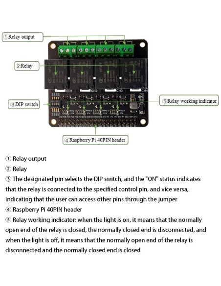 Módulo de expansión de relé 4 canales XICOOLEE para Raspberry Pi