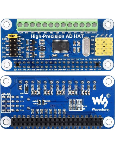 HAT de AD Waveshare 10-Ch 32-Bit para Raspberry Pi