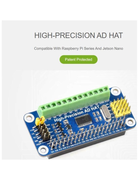 HAT de AD Waveshare 10-Ch 32-Bit para Raspberry Pi