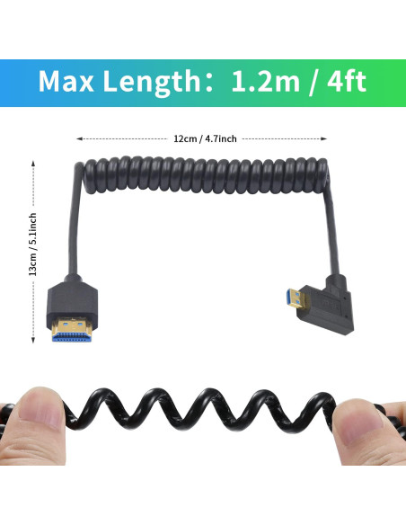 Cable Micro HDMI a HDMI Duttek 8K 60Hz Enrollado 0.3m-0.9m