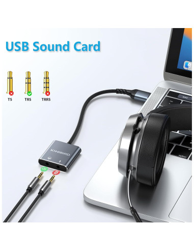 Tarjeta de Sonido USB Externa KiwiBird DAC Estéreo 3.5mm