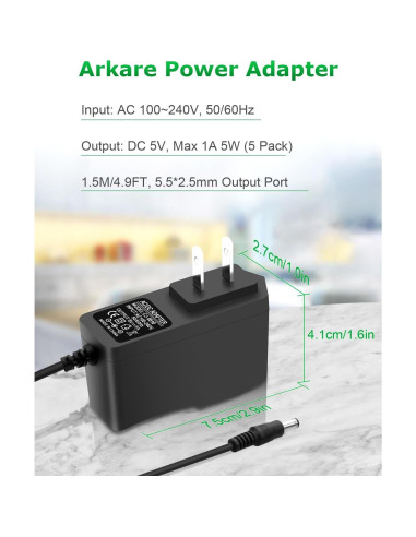 Adaptador AC/DC 5V 1A Arkare con 8 Enchufes DC