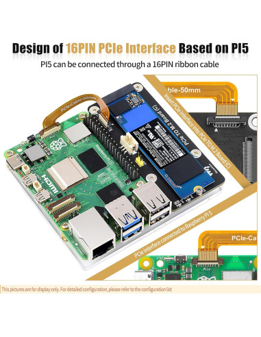 Adaptador PCIe a M.2 NVMe FancyWhoop para Raspberry Pi 5