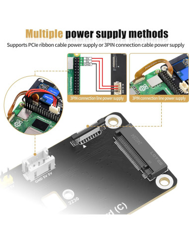 Adaptador PCIe a M.2 NVMe FancyWhoop para Raspberry Pi 5