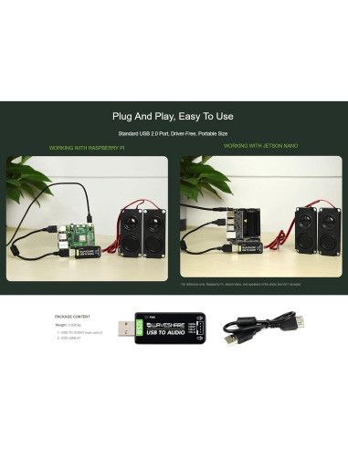 Tarjeta de Sonido USB Waveshare para Raspberry Pi y Jetson Nano