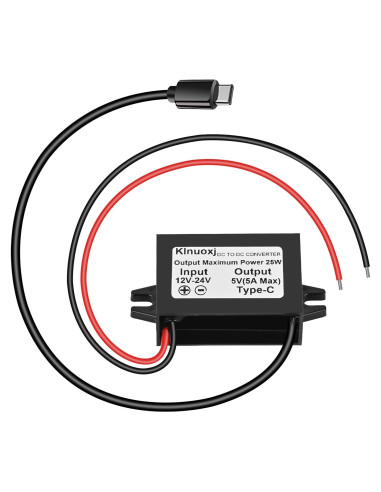 Convertidor DC 12V/24V a 5V USB-C Klnuoxj 5A 25W Módulo