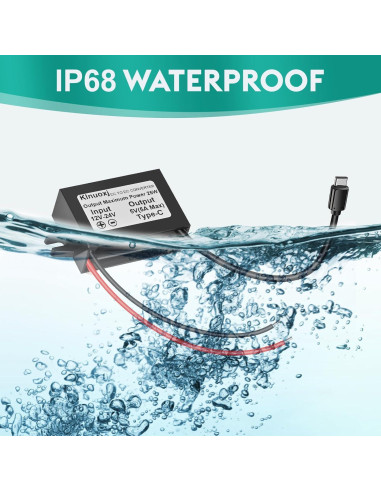 Convertidor DC 12V/24V a 5V USB-C Klnuoxj 5A 25W Módulo