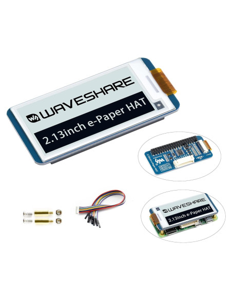 Pantalla E-Ink HAT 2.13" Waveshare 250x122 para Raspberry Pi