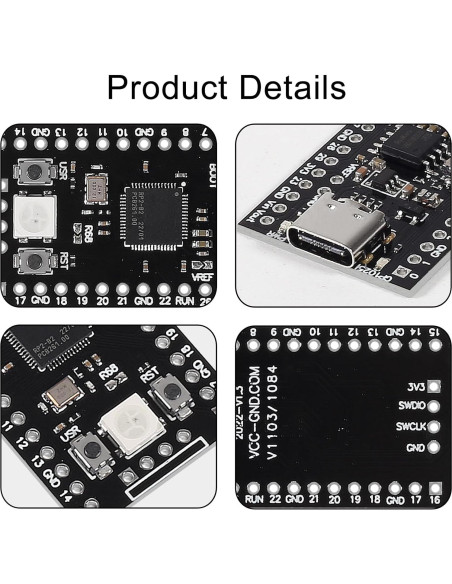Placa Base Doble Núcleo RP2040 16MB ACEIRMC USB-C