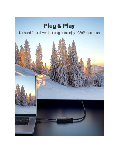 Adaptador HDMI a VGA UGREEN 1080P con audio 3.5mm Negro