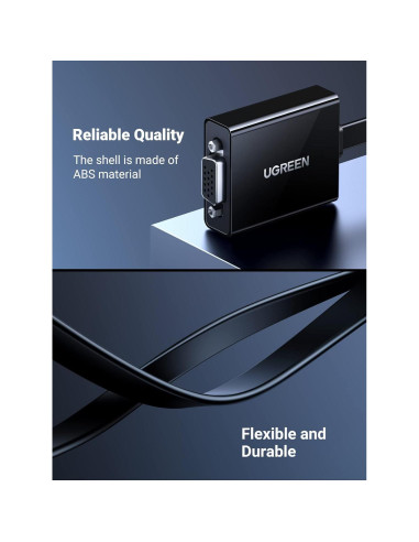 Adaptador HDMI a VGA UGREEN 1080P con audio 3.5mm Negro