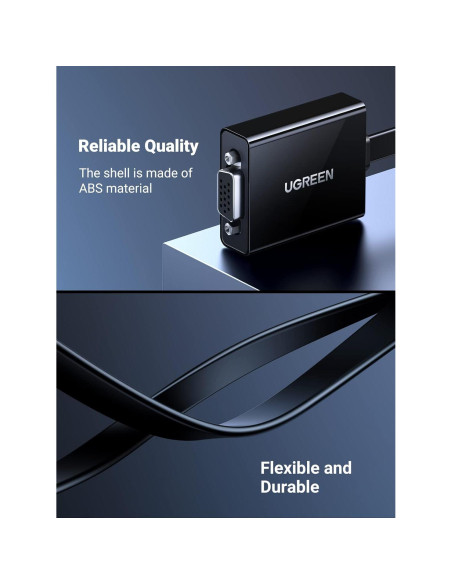 Adaptador HDMI a VGA UGREEN 1080P con audio 3.5mm Negro