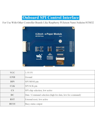 Módulo E-Ink 4.2" UeeKKoo 400x300 Compatible Raspberry Pi