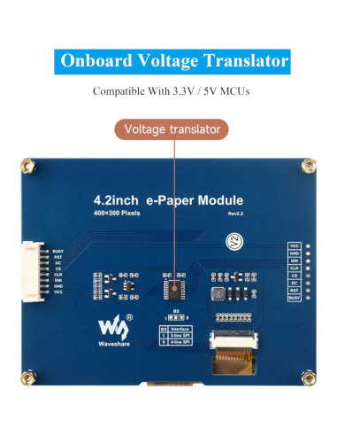 Módulo E-Ink 4.2" UeeKKoo 400x300 Compatible Raspberry Pi