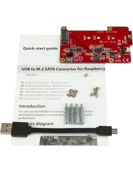 Convertidor USB a M.2 SATA StarTech PIB2M21 para Raspberry Pi