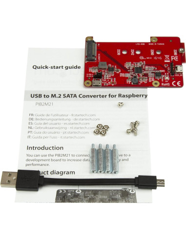 Convertidor USB a M.2 SATA StarTech PIB2M21 para Raspberry Pi