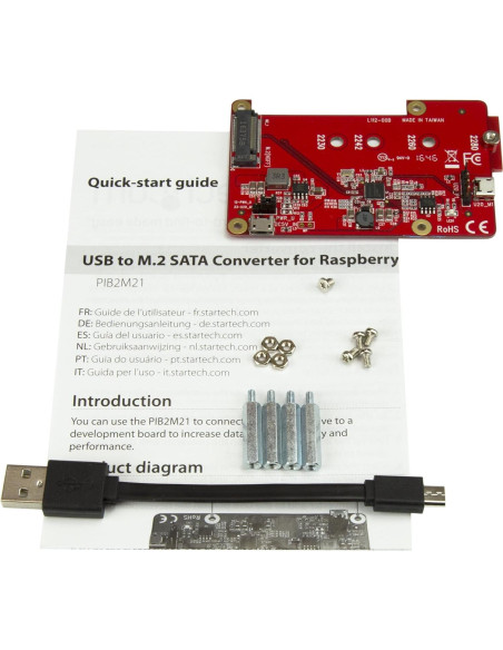 Convertidor USB a M.2 SATA StarTech PIB2M21 para Raspberry Pi
