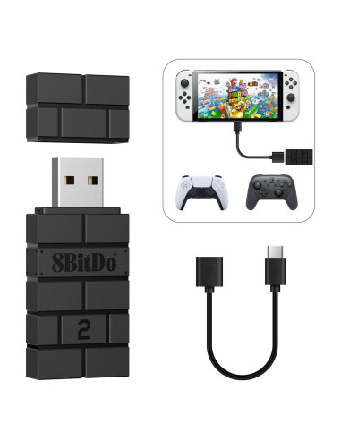 Adaptador Inalámbrico USB 8Bitdo 2 para Xbox, PS5, Switch