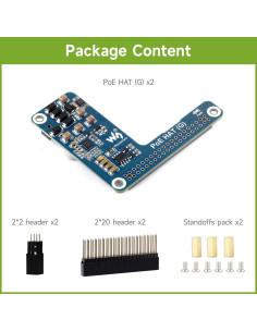 Waveshare PoE HAT (G) para Raspberry Pi 5, 5V 5A, 2PCS 2