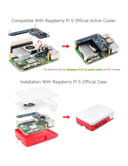 Waveshare PoE HAT (G) para Raspberry Pi 5, 5V 5A, 2PCS